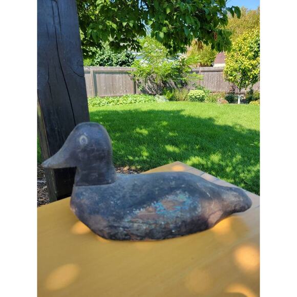 Vintage Duck Decoy, Wood Folk Art, Primitive Carved, Autumn Decor - Picture 2 of 8